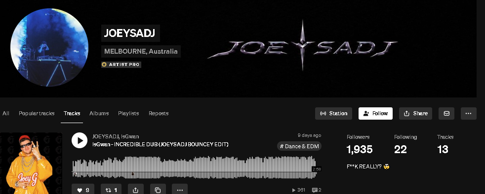 JOEYSADJ track promotion screenshot