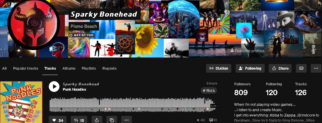 Sparky Bonehead artist profile campaign screenshot