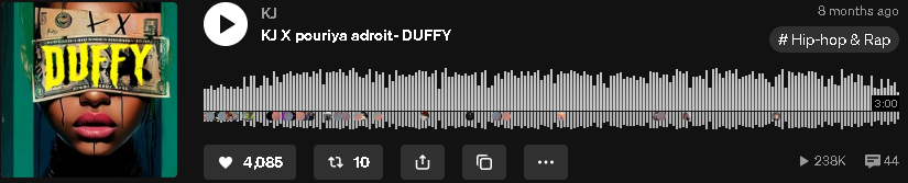 KJ X pouriya adroit Duffy second results screenshot